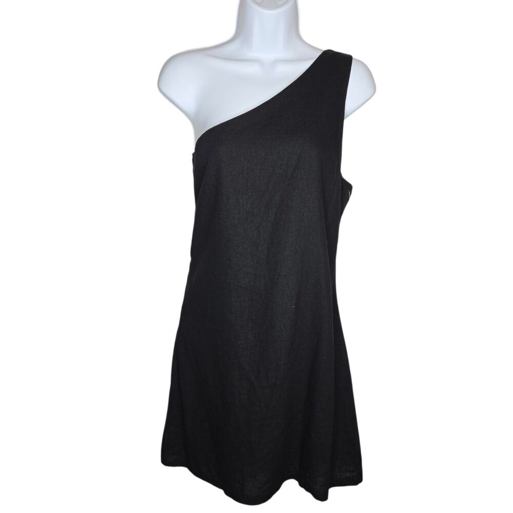 LA Hearts PacSun Black Linen Blend One Shoulder Dress Size Medium NWT